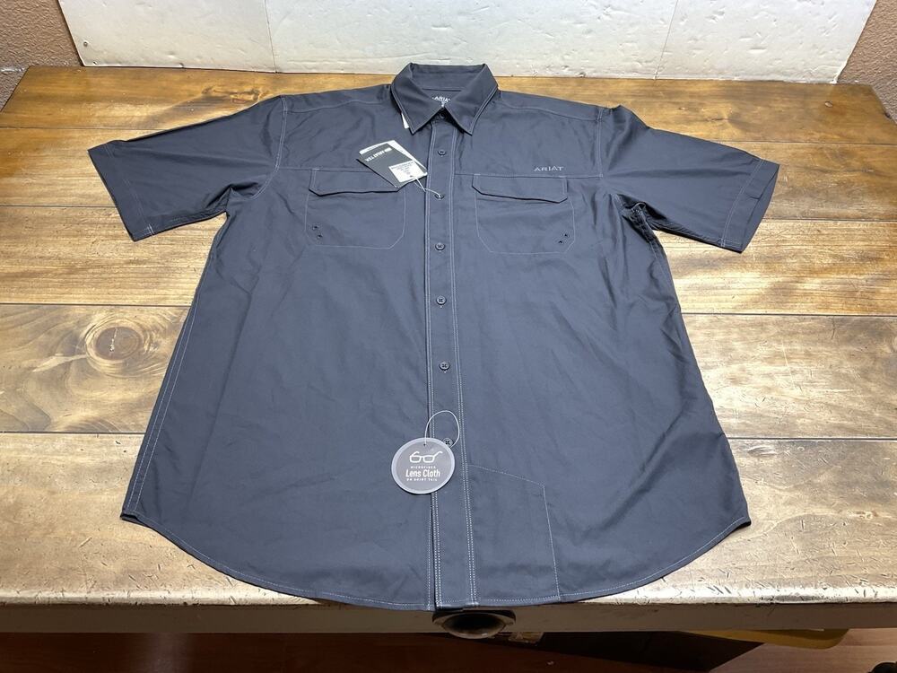 Ariat Venttek Outbound Performance Shirt Black Mens M UPF 40 Short Sleeve NWT